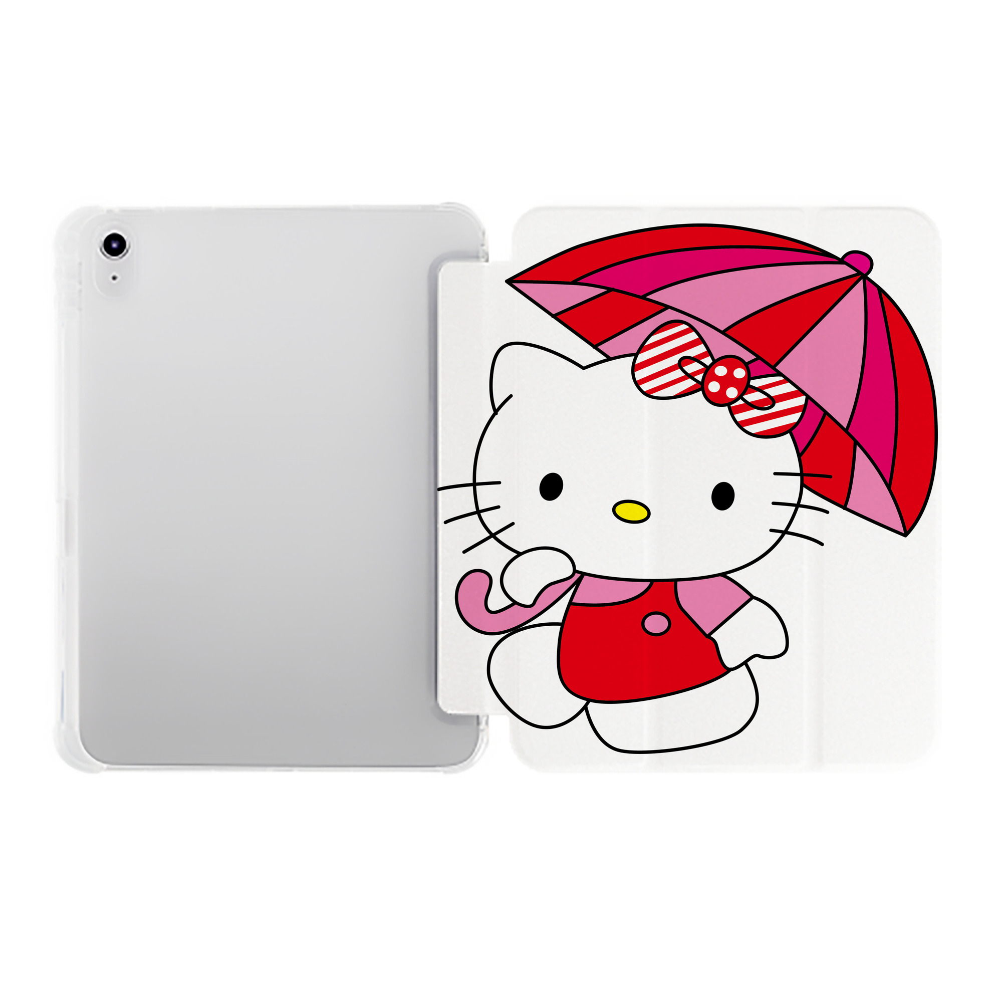 （画像用） Hello Kitty ハローキティ IPad ケース ペン収納付き 三つ折りスタンド PUレザー×シリコン 対応機種9.5/10.5/10.9インチ